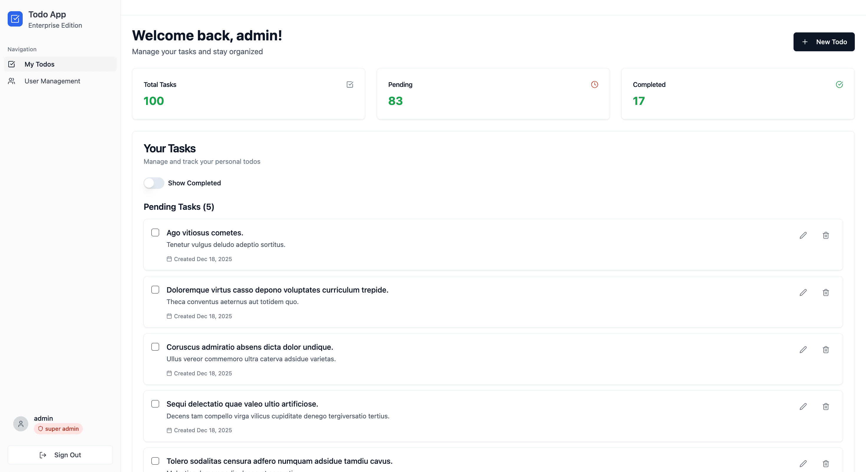 Task Management Enterprise